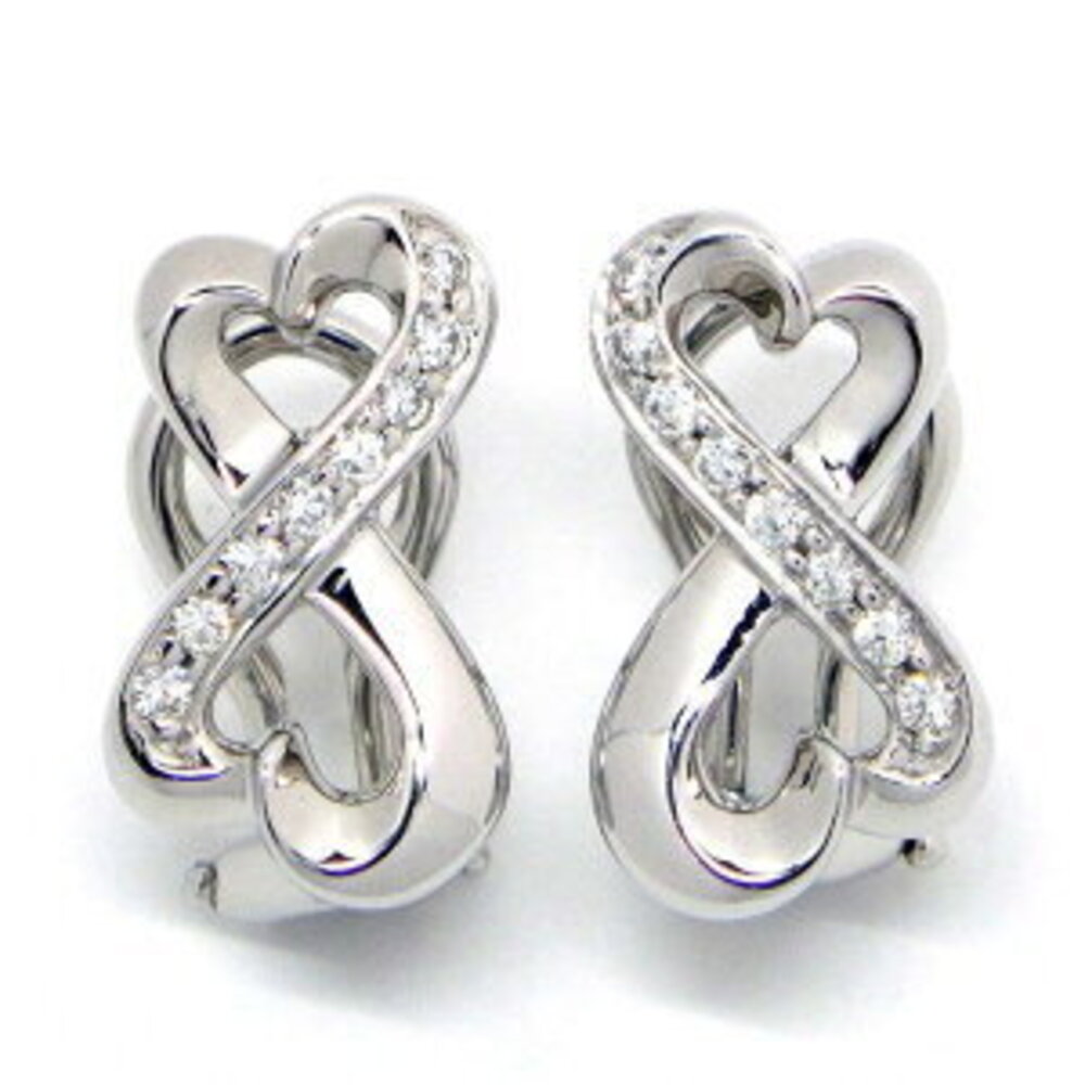 Tiffany Co Double Loving Heart Earrings White Diamonds